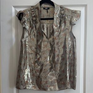 Paige Metallic Silver and Brown Women's Top